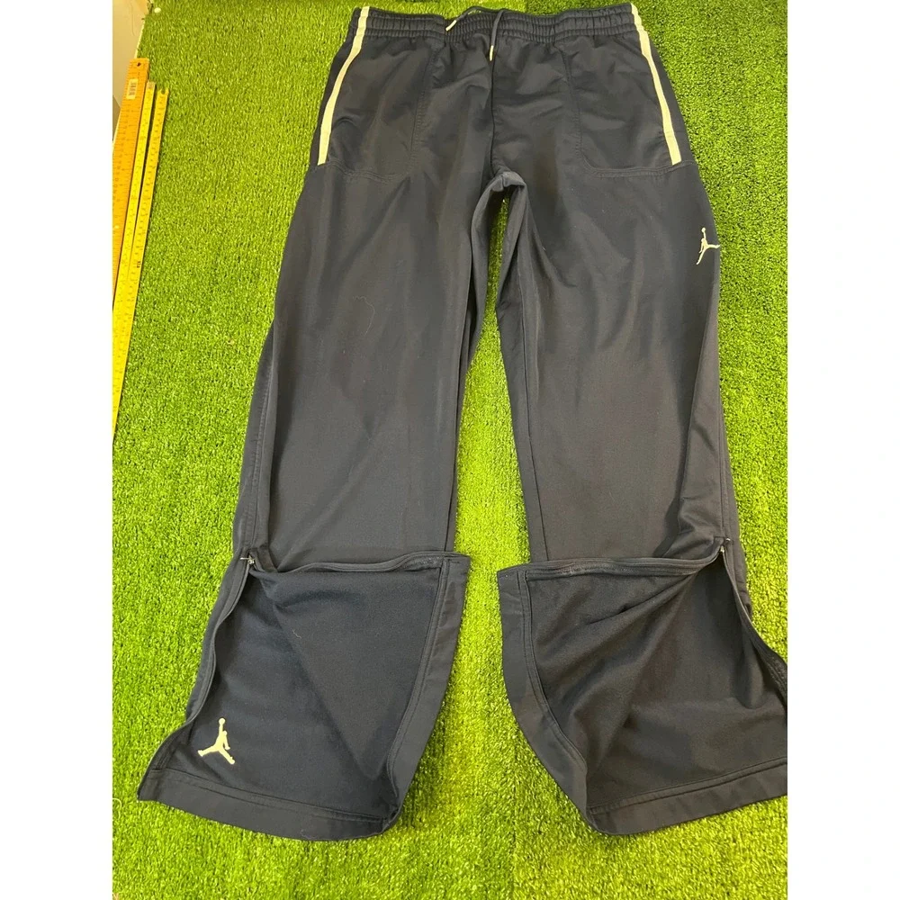 Jordan Mens Navy Blue Jumpman Athletic Warm Up Track Pants Side Zips XXL